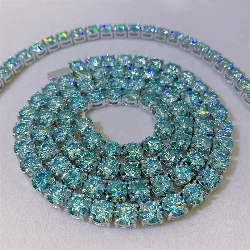 Other VVS Blue Green Moissanite Diamond Tennis Chain 2-6mm 925S Size ONE SIZE - 8 Thumbnail