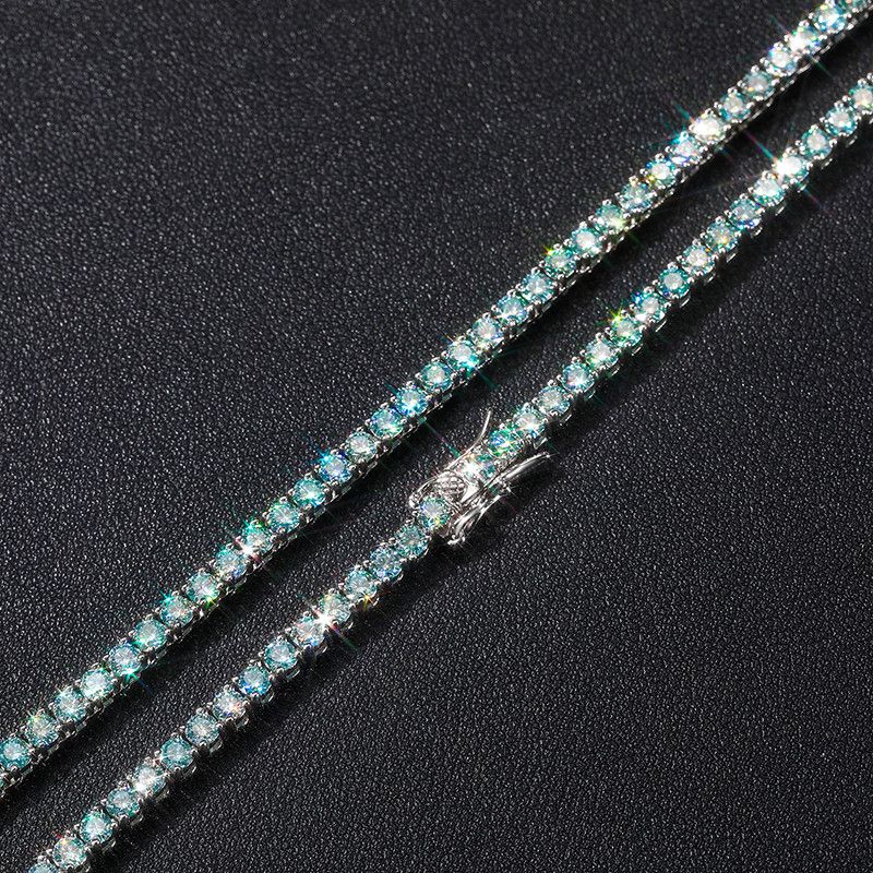 Other VVS Blue Green Moissanite Diamond Tennis Chain 2-6mm 925S Size ONE SIZE - 11 Thumbnail