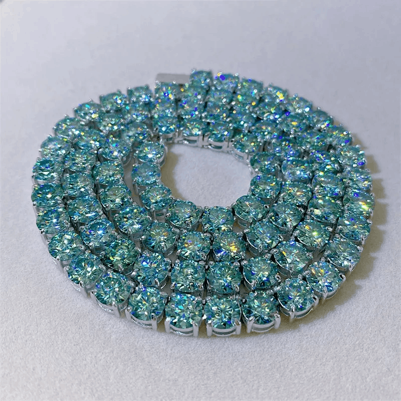 Other VVS Blue Green Moissanite Diamond Tennis Chain 2-6mm 925S Size ONE SIZE - 7 Thumbnail