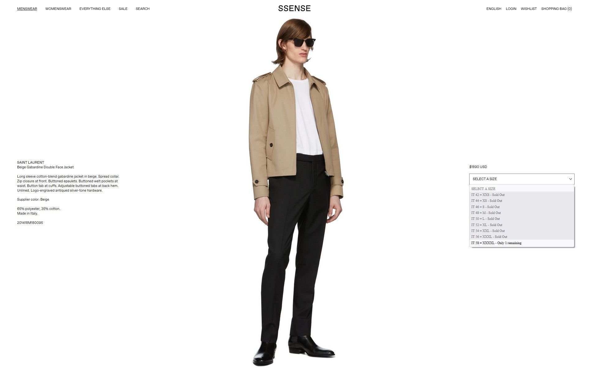 Saint Laurent Paris Saint Laurent Double Face Jacket - Beige Gabardine Size US S / EU 44-46 / 1 - 5 Thumbnail