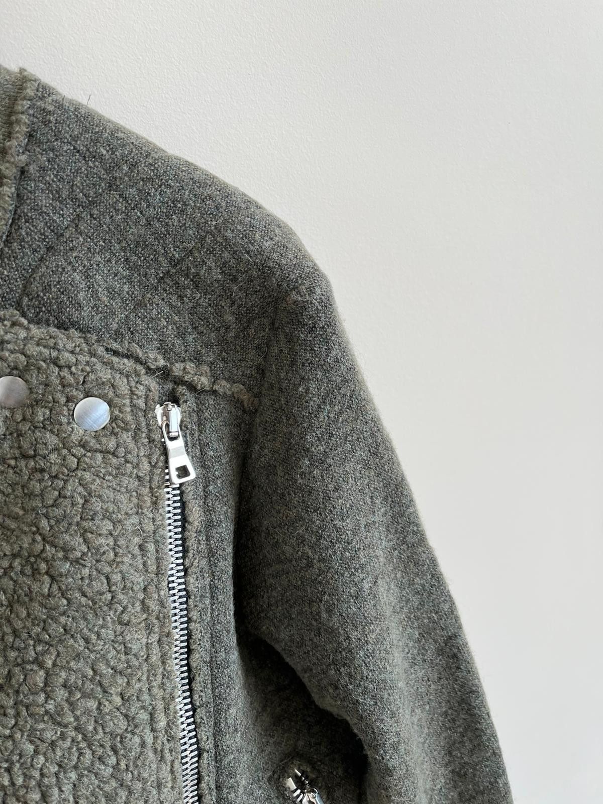Balmain Shearling Biker Jacket in Khaki Size US M / EU 48-50 / 2 - 7 Thumbnail