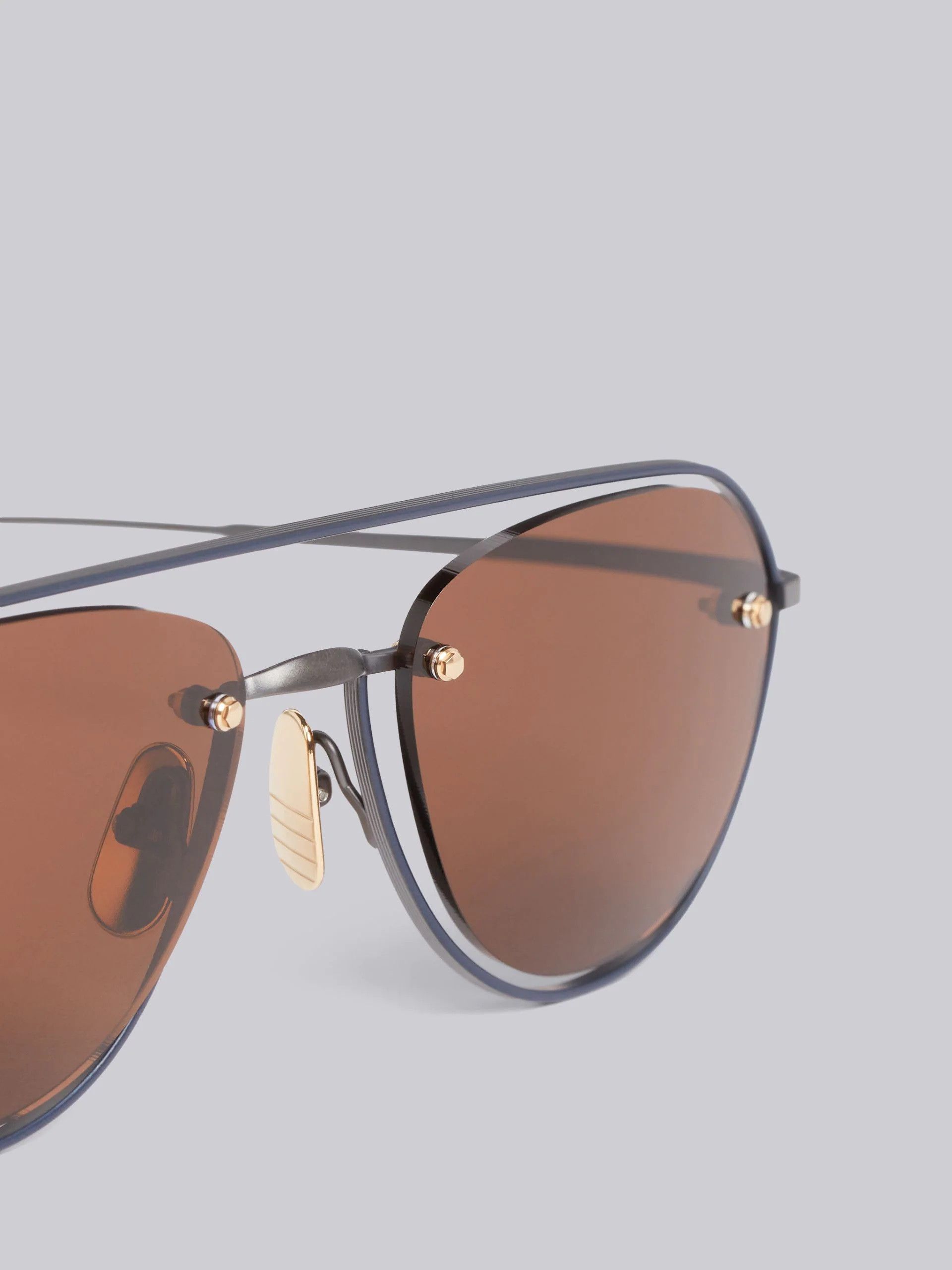 Thom Browne Thom Browne TBS112 Aviator Sunglasses -- Black Iron Size ONE SIZE - 1 Thumbnail