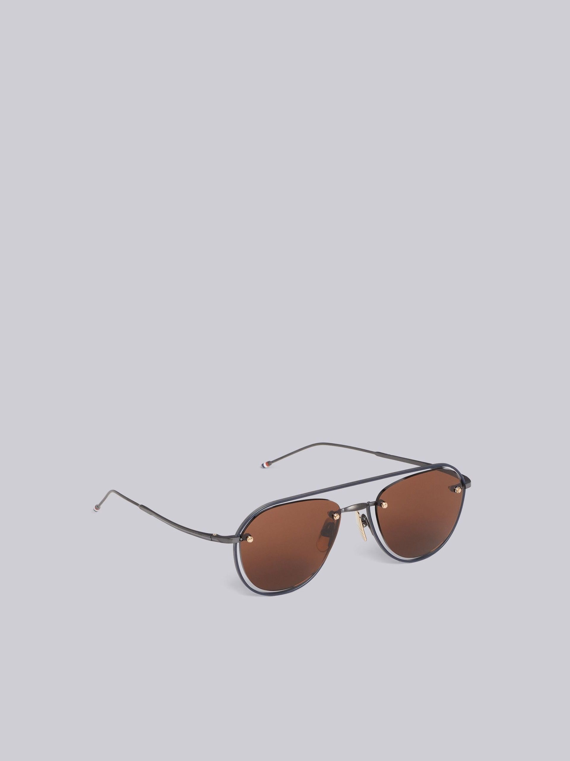 Thom Browne Thom Browne TBS112 Aviator Sunglasses -- Black Iron Size ONE SIZE - 3 Thumbnail