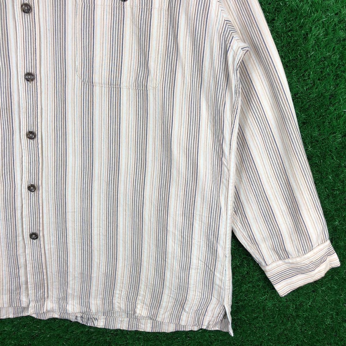 Flannel Vintage Prestige Style Striped Singel Pocket Shirt Button up Size US XL / EU 56 / 4 - 3 Thumbnail
