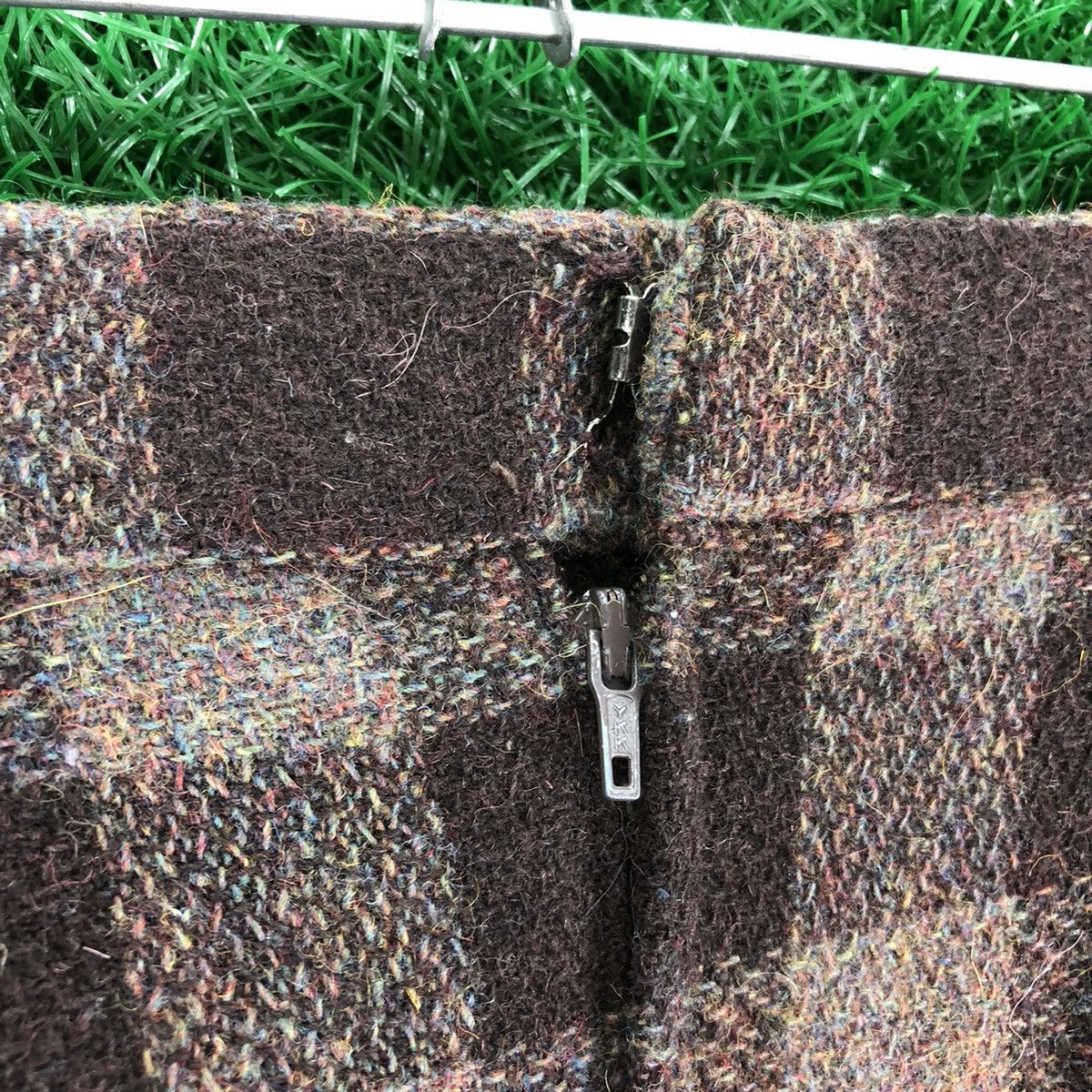 Japanese Brand × Vintage Vintage 80's Wool Midi Skirt Brown Checker by Missel Junior Size 28" / US 6 / IT 42 - 3 Thumbnail