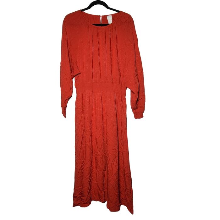 H&M H&M Women's Swiss Dot Long Sleeve Red Dress Size Large Grailed