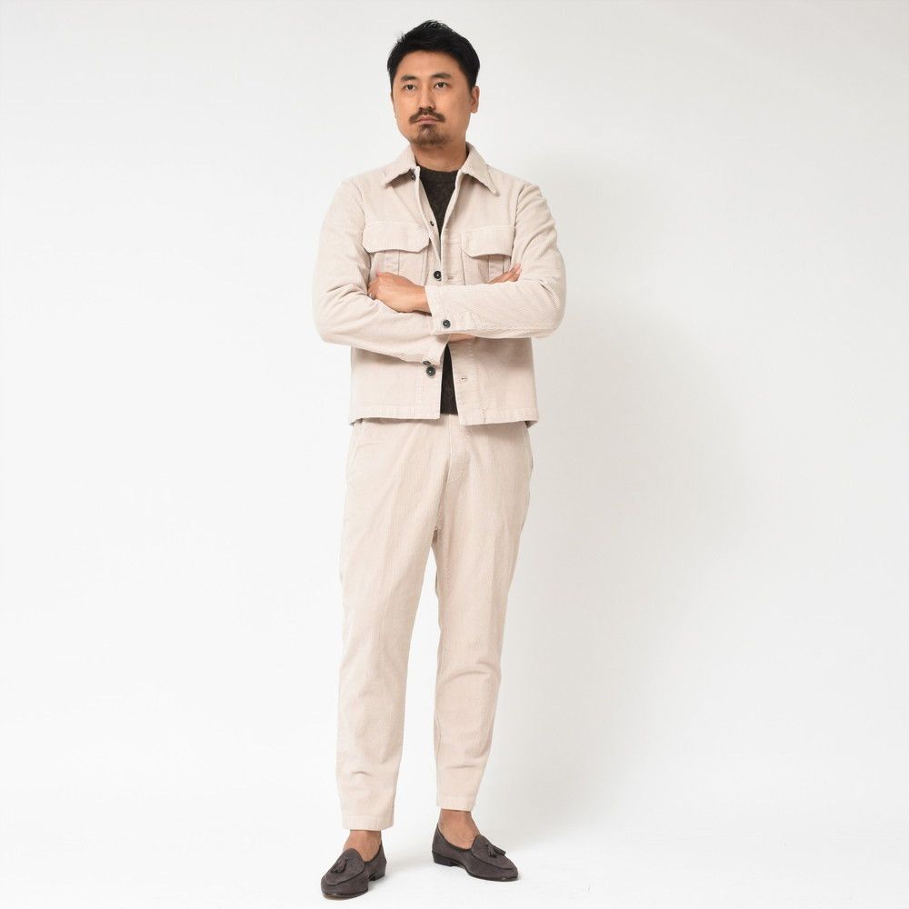 Barena Barena Trucker Jacket - Stone Corduroy Size US M / EU 48-50 / 2 - 1 Thumbnail