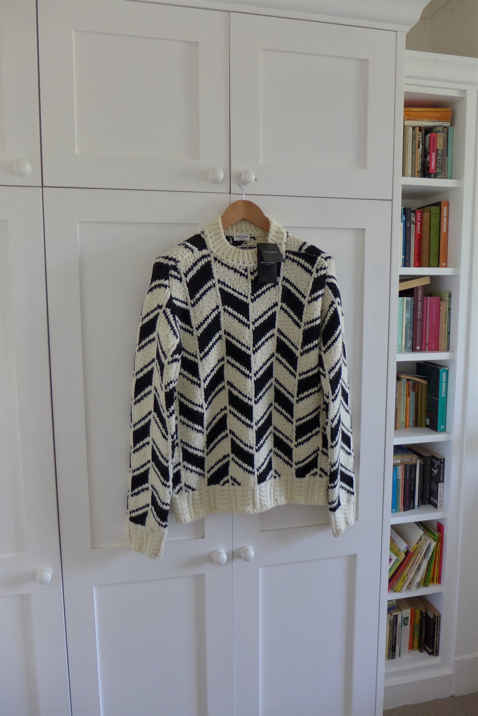 Saint Laurent Paris Saint Laurent Monochrome Chevron Jacquard Sweater Size US L / EU 52-54 / 3 - 8 Thumbnail
