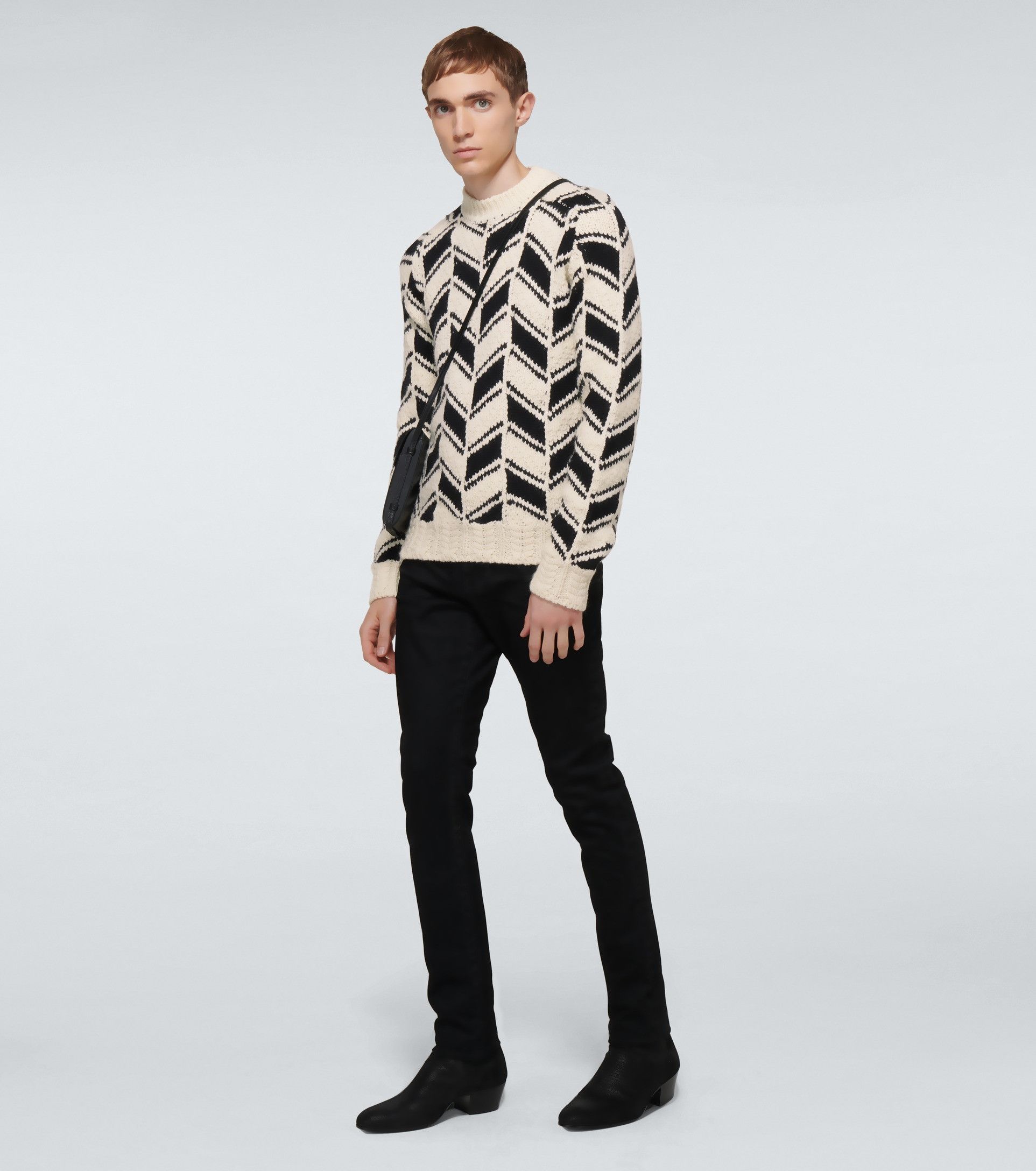 Saint Laurent Paris Saint Laurent Monochrome Chevron Jacquard Sweater Size US L / EU 52-54 / 3 - 4 Thumbnail