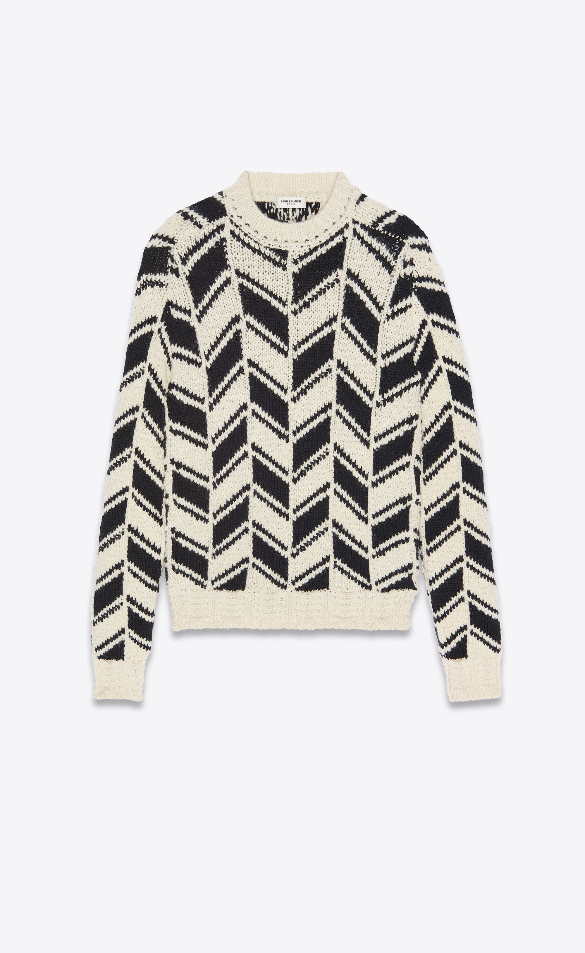 Saint Laurent Paris Saint Laurent Monochrome Chevron Jacquard Sweater Size US L / EU 52-54 / 3 - 5 Thumbnail