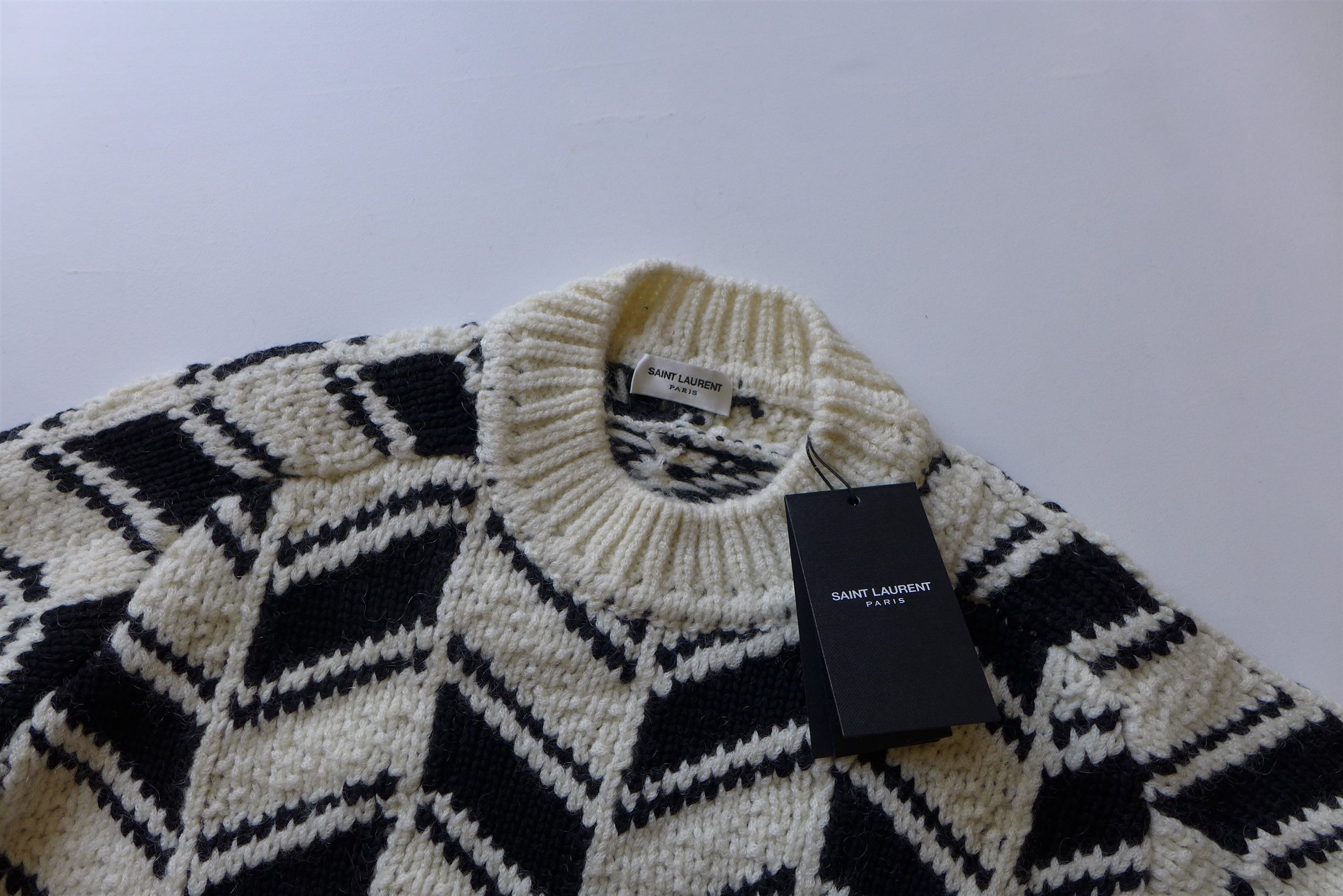 Saint Laurent Paris Saint Laurent Monochrome Chevron Jacquard Sweater Size US L / EU 52-54 / 3 - 11 Thumbnail