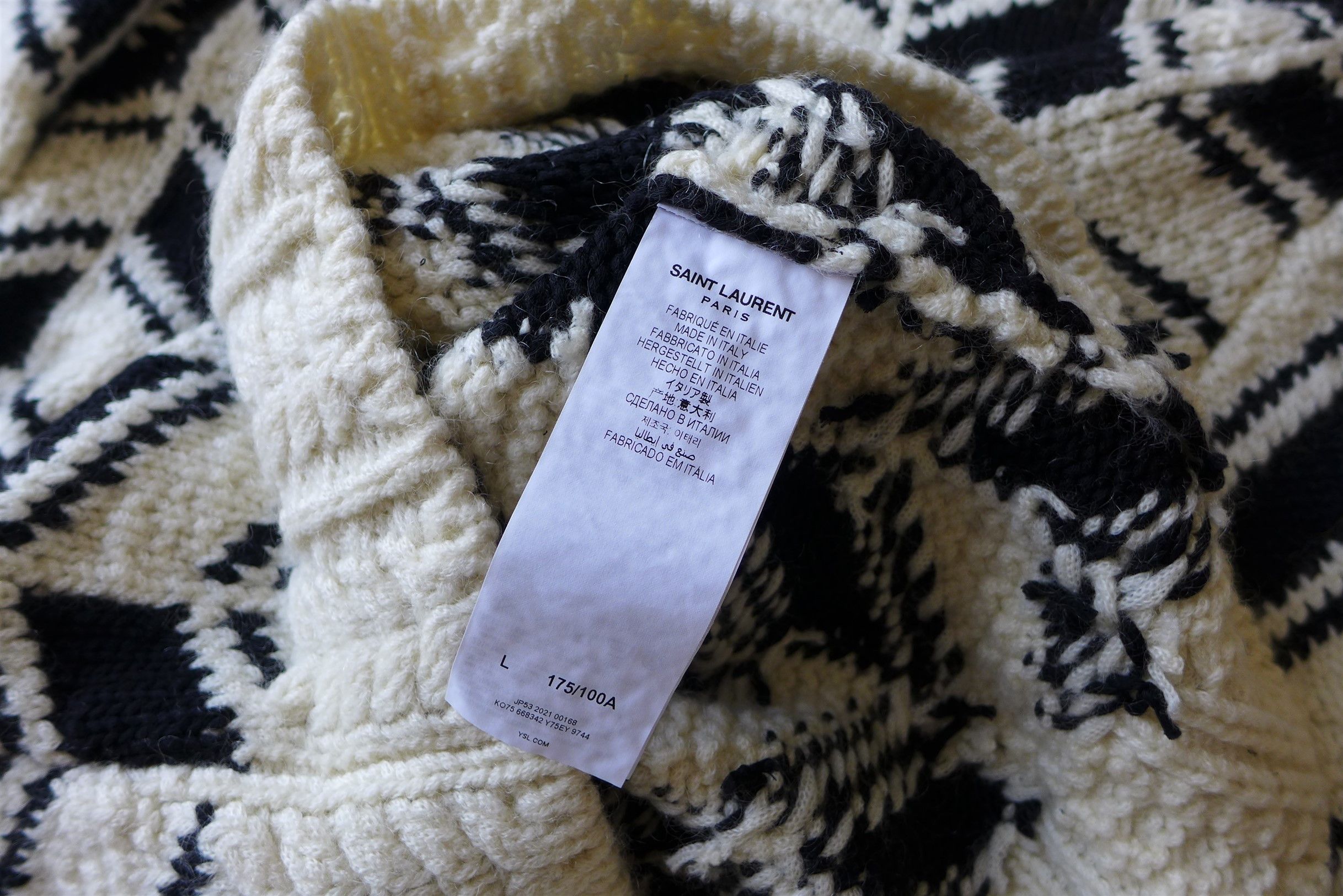 Saint Laurent Paris Saint Laurent Monochrome Chevron Jacquard Sweater Size US L / EU 52-54 / 3 - 18 Thumbnail