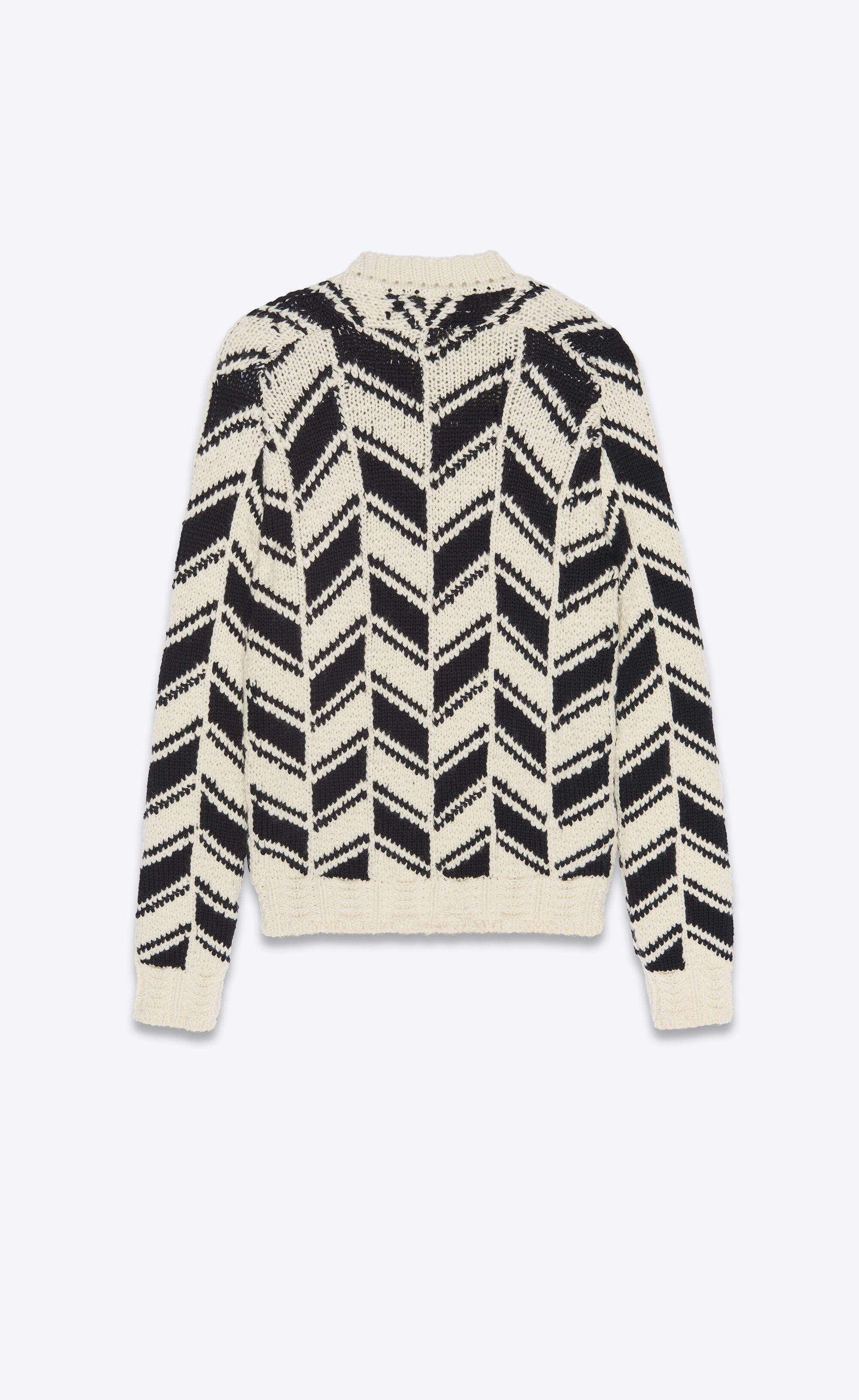 Saint Laurent Paris Saint Laurent Monochrome Chevron Jacquard Sweater Size US L / EU 52-54 / 3 - 6 Thumbnail