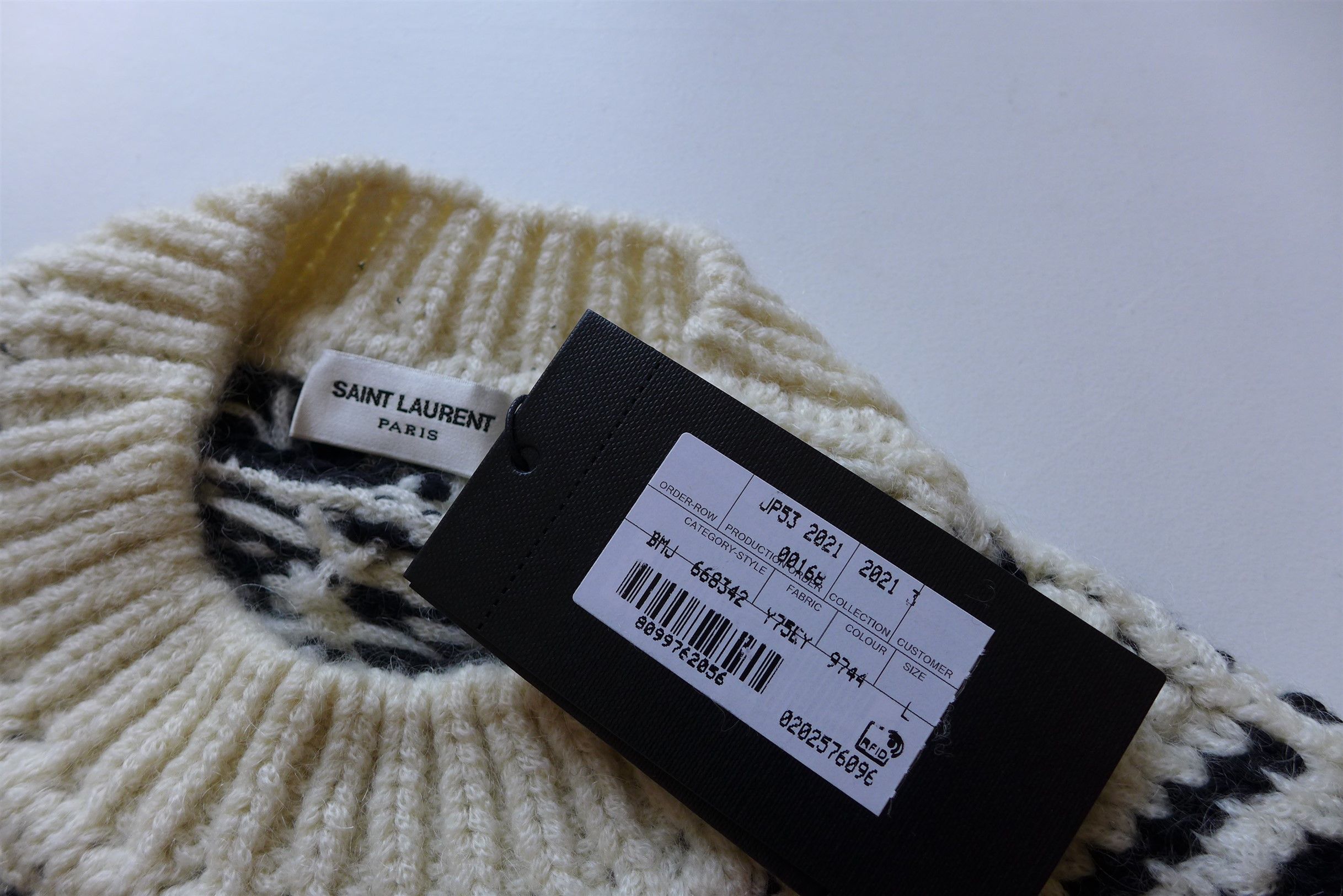 Saint Laurent Paris Saint Laurent Monochrome Chevron Jacquard Sweater Size US L / EU 52-54 / 3 - 16 Thumbnail