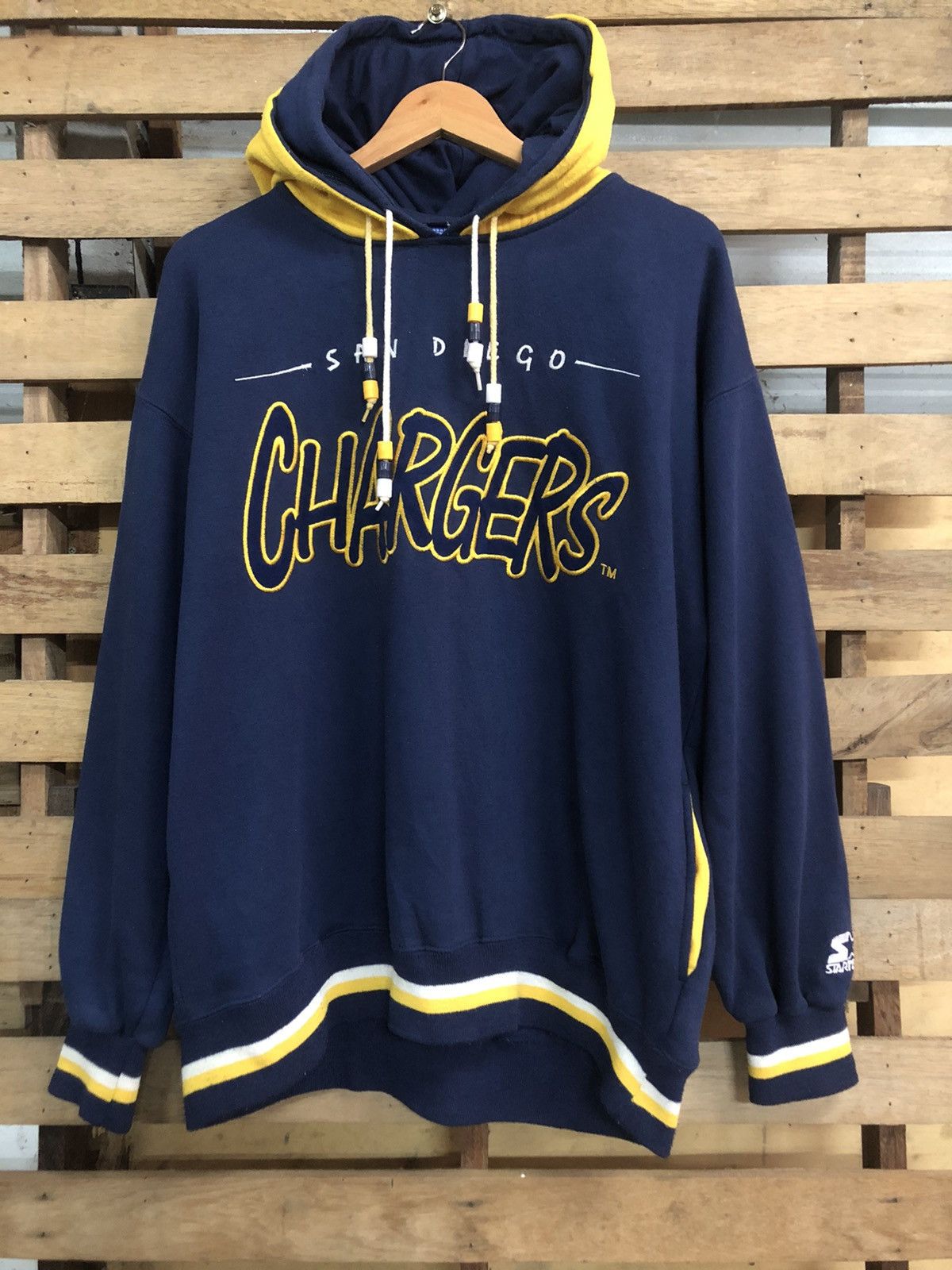 image of Nfl Chargers San Diego Pullover Hoodie Sweatshirt in Blue Yellow, Men's (Size Large)