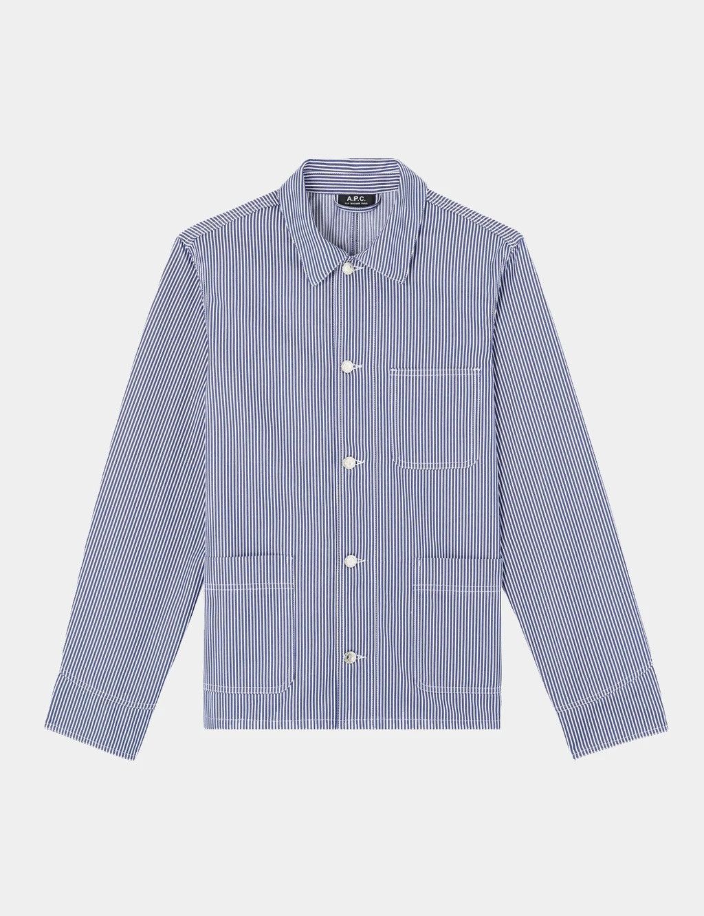 A.P.C. A.P.C. Aaron Work Jacket - Marine Blue Stripe Size US S / EU 44-46 / 1 - 3 Thumbnail