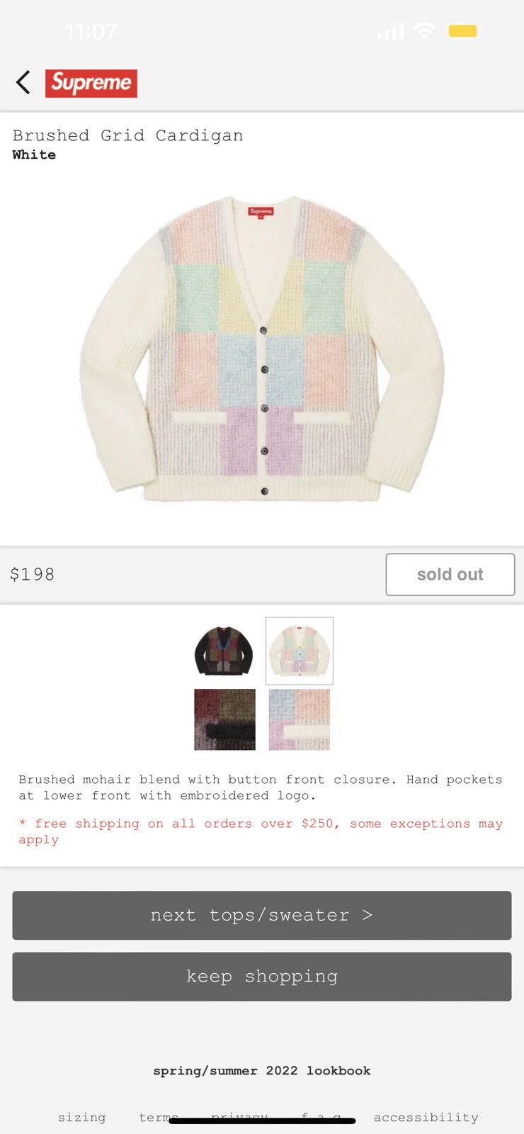 Supreme Supreme Brushed Grid Cardigan White M Size US M / EU 48-50 / 2 - 4 Thumbnail