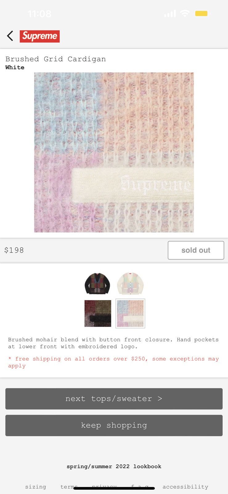 Supreme Supreme Brushed Grid Cardigan White M Size US M / EU 48-50 / 2 - 5 Thumbnail