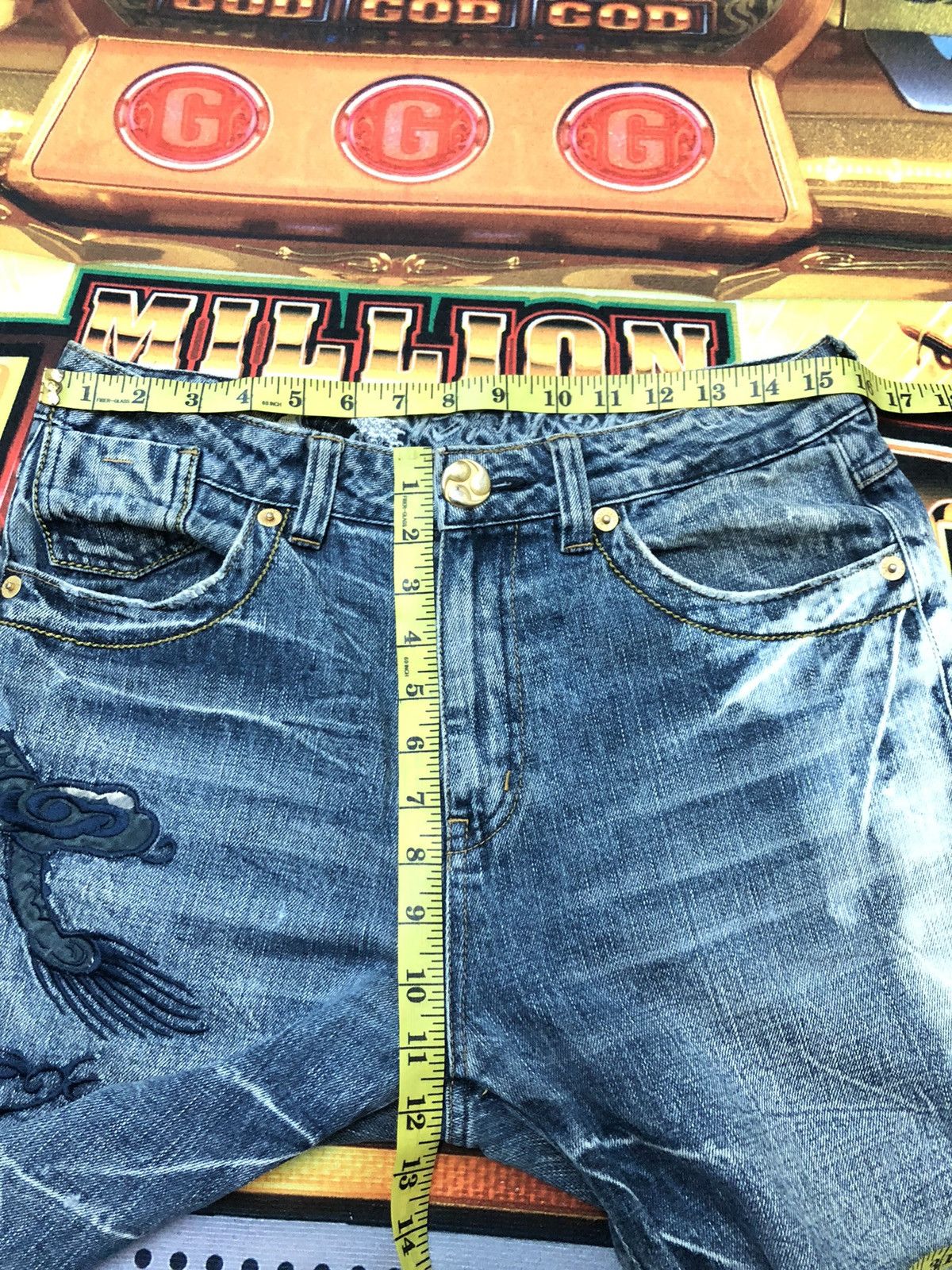 Japanese Brand × Vintage VINTAGE OSAKA BIG TRAIN EMBROIDERY DRAGON SUKAJAN DENIM JEAN Size US 31 - 15 Thumbnail