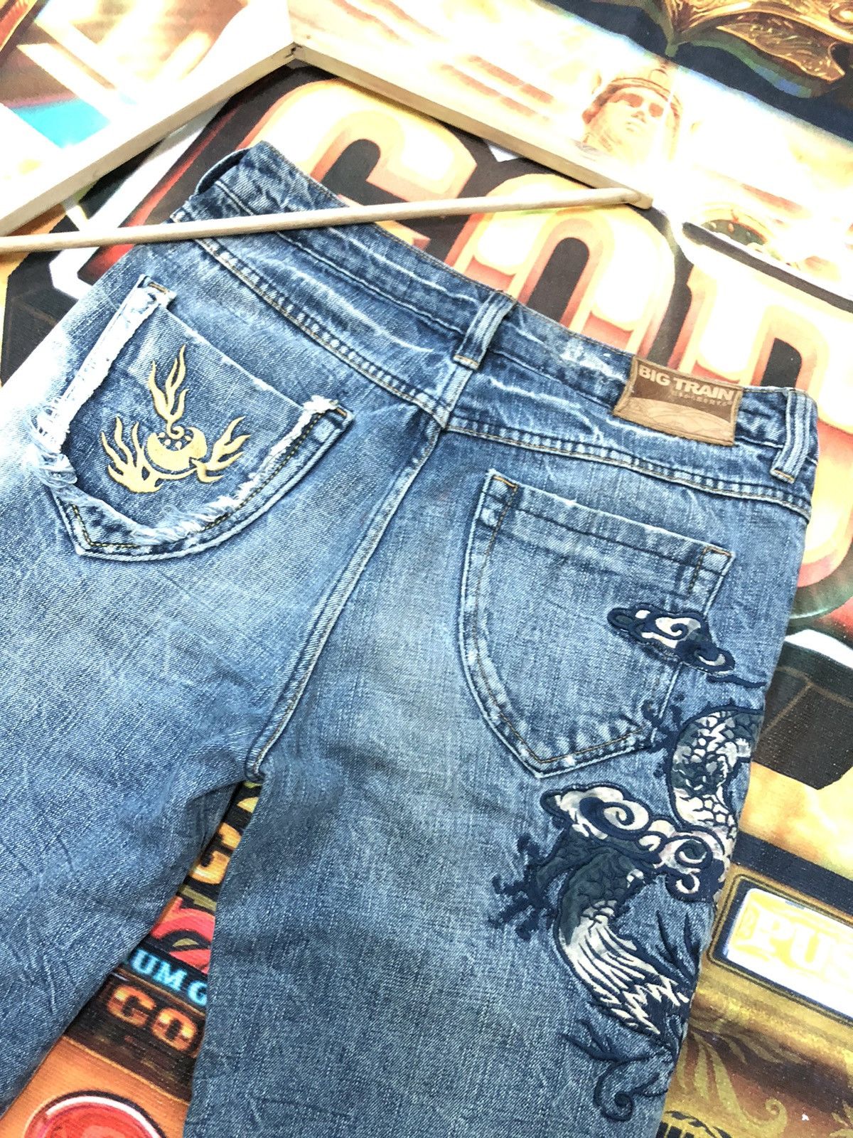 Japanese Brand × Vintage VINTAGE OSAKA BIG TRAIN EMBROIDERY DRAGON SUKAJAN DENIM JEAN Size US 31 - 13 Thumbnail