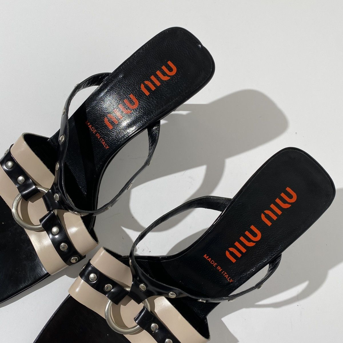 Miu Miu × Vintage Miu Miu Black Studded Strap Heels Size US 9 / IT 39 - 3 Thumbnail
