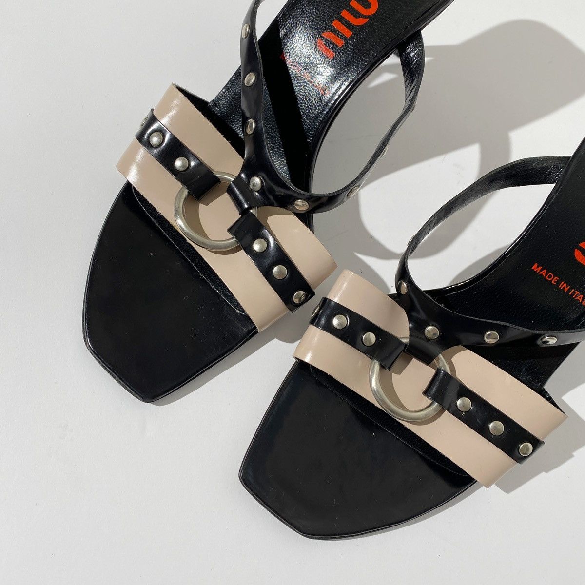 Miu Miu × Vintage Miu Miu Black Studded Strap Heels Size US 9 / IT 39 - 4 Thumbnail