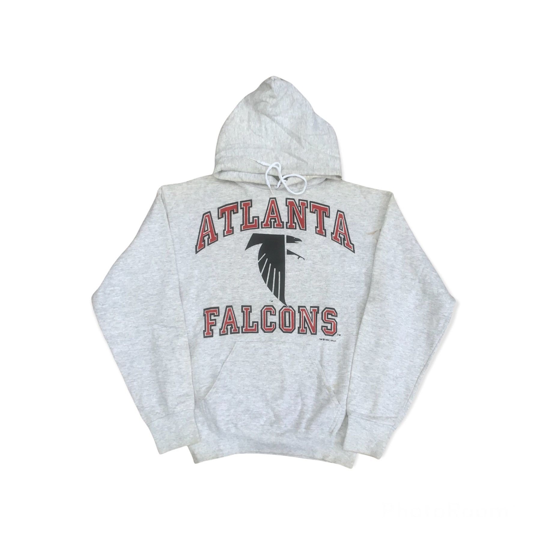image of Vintage Logo 7 Atlanta Falcons Hoodie Nfl in Grey, Men's (Size Large)