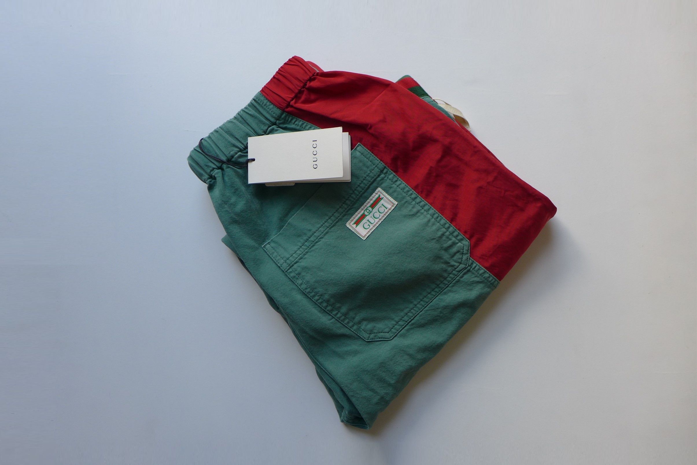 Gucci Web Stripe Track Pants -- Stonewashed Green Denim
