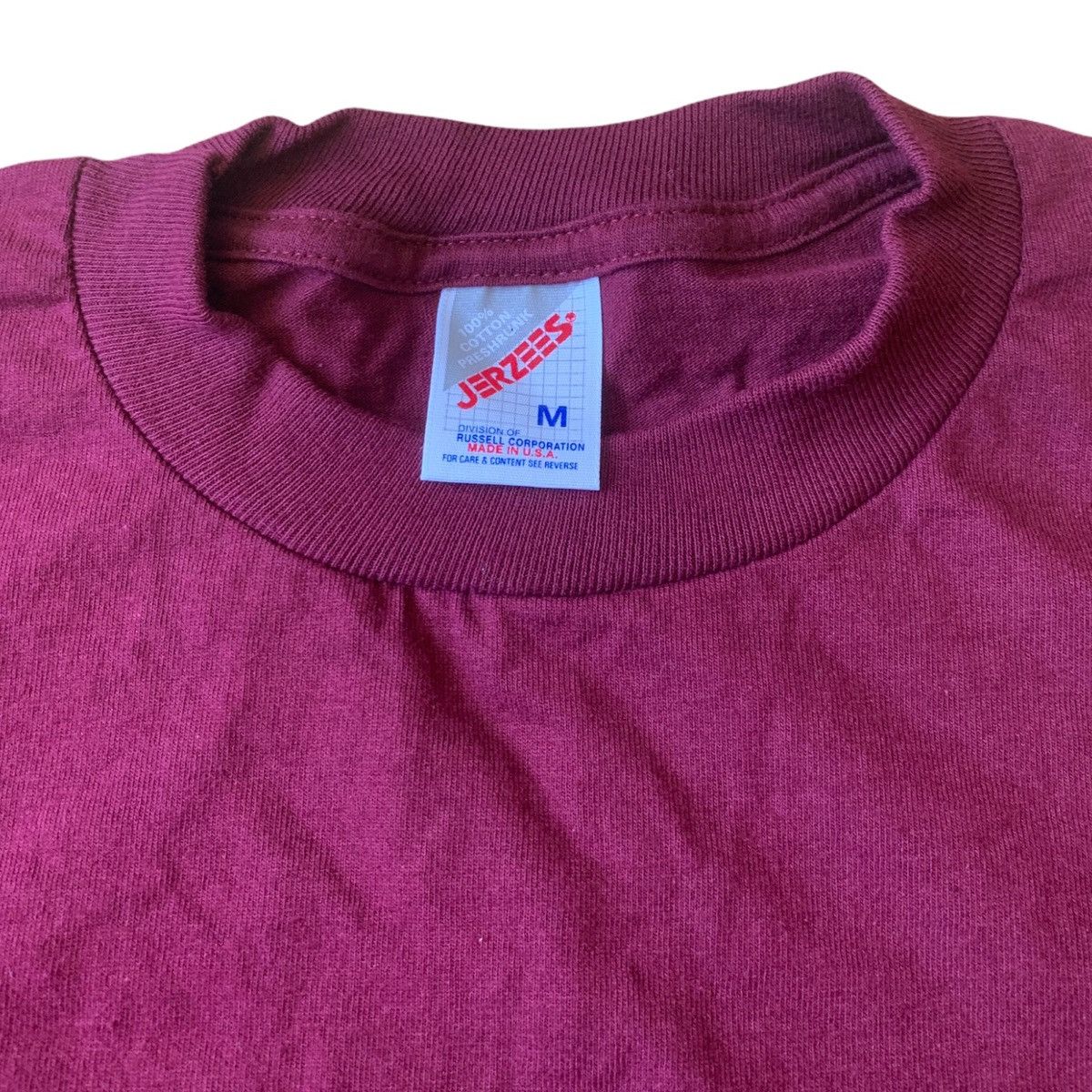 Jerzees × Vintage Vintage 90s Blank T Shirt Jerzees Made In USA Boxy Fit Size US M / EU 48-50 / 2 - 2 Thumbnail