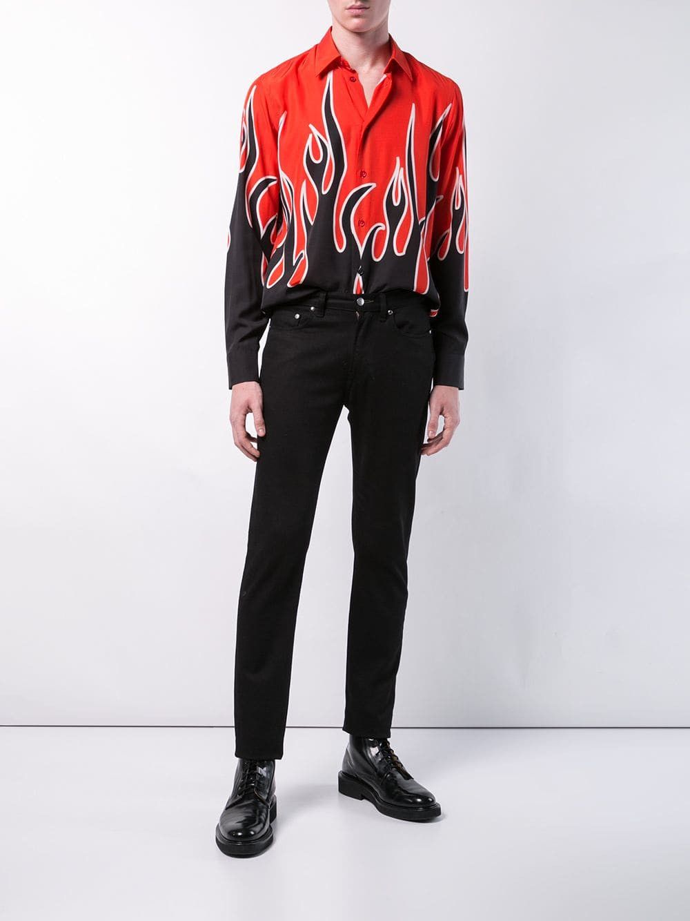 Givenchy Givenchy *Size 42* FW18 Flame Print Shirt Size US L / EU 52-54 / 3 - 9 Thumbnail