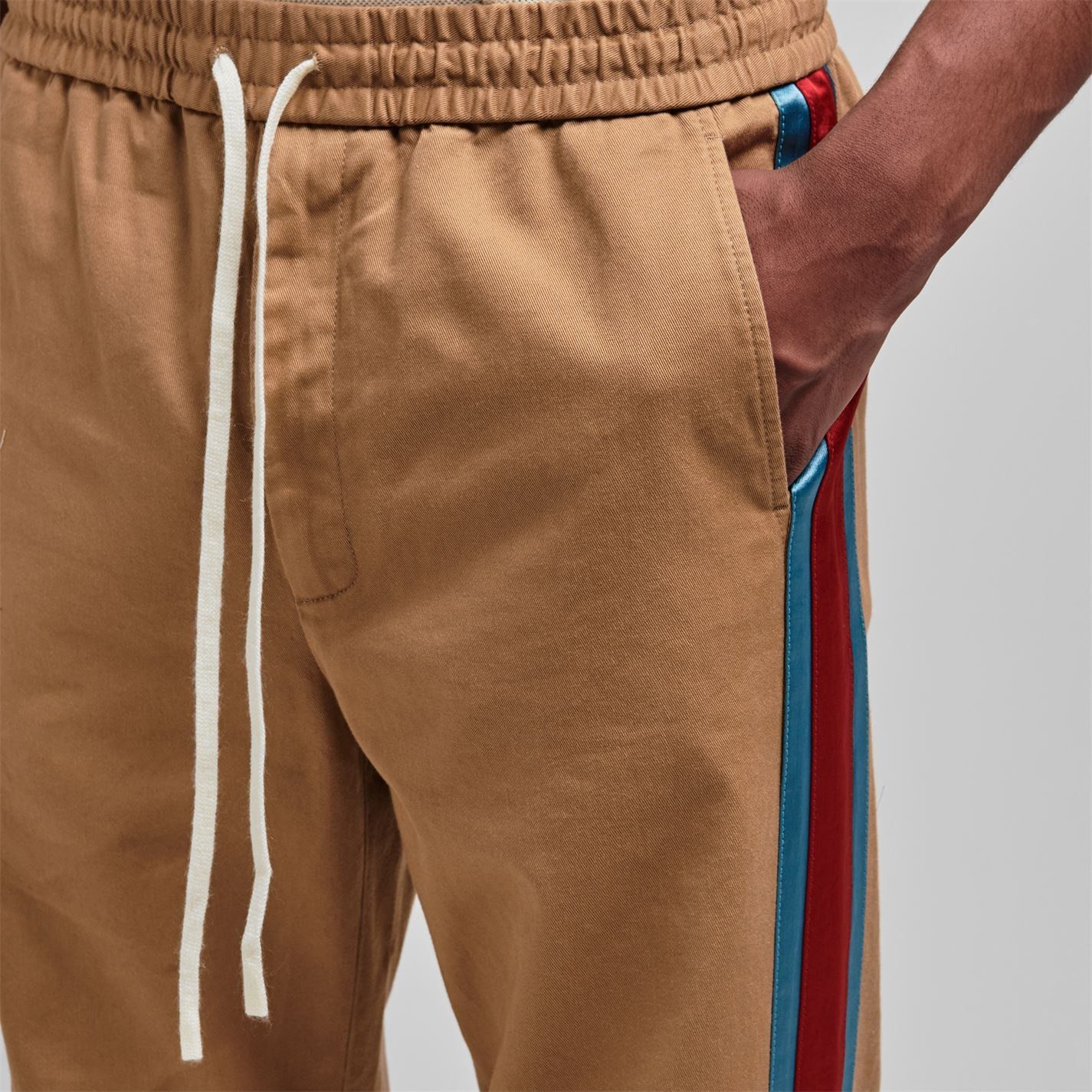 image of Gucci Taped Logo Chinos - Tan Cotton, Men's (Size 34)