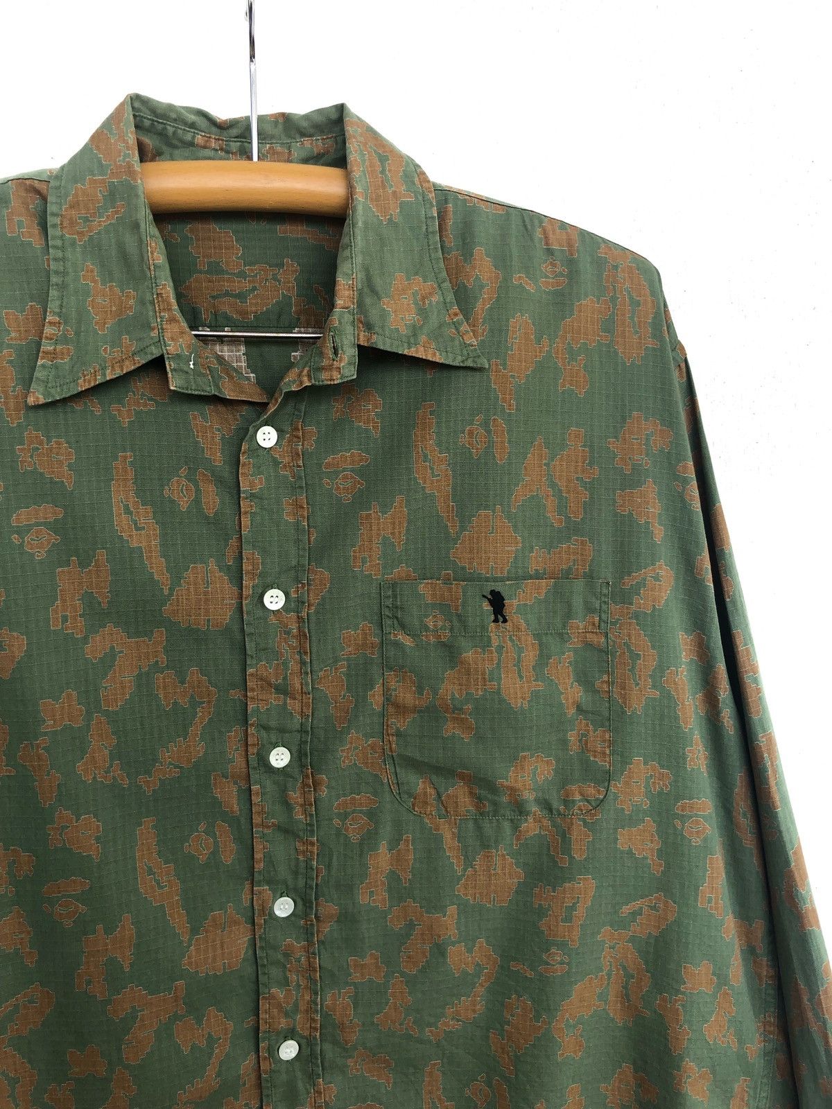 image of Bape x Vintage Digital Camo Button Up Shirt in Green, Men's (Size Large)
