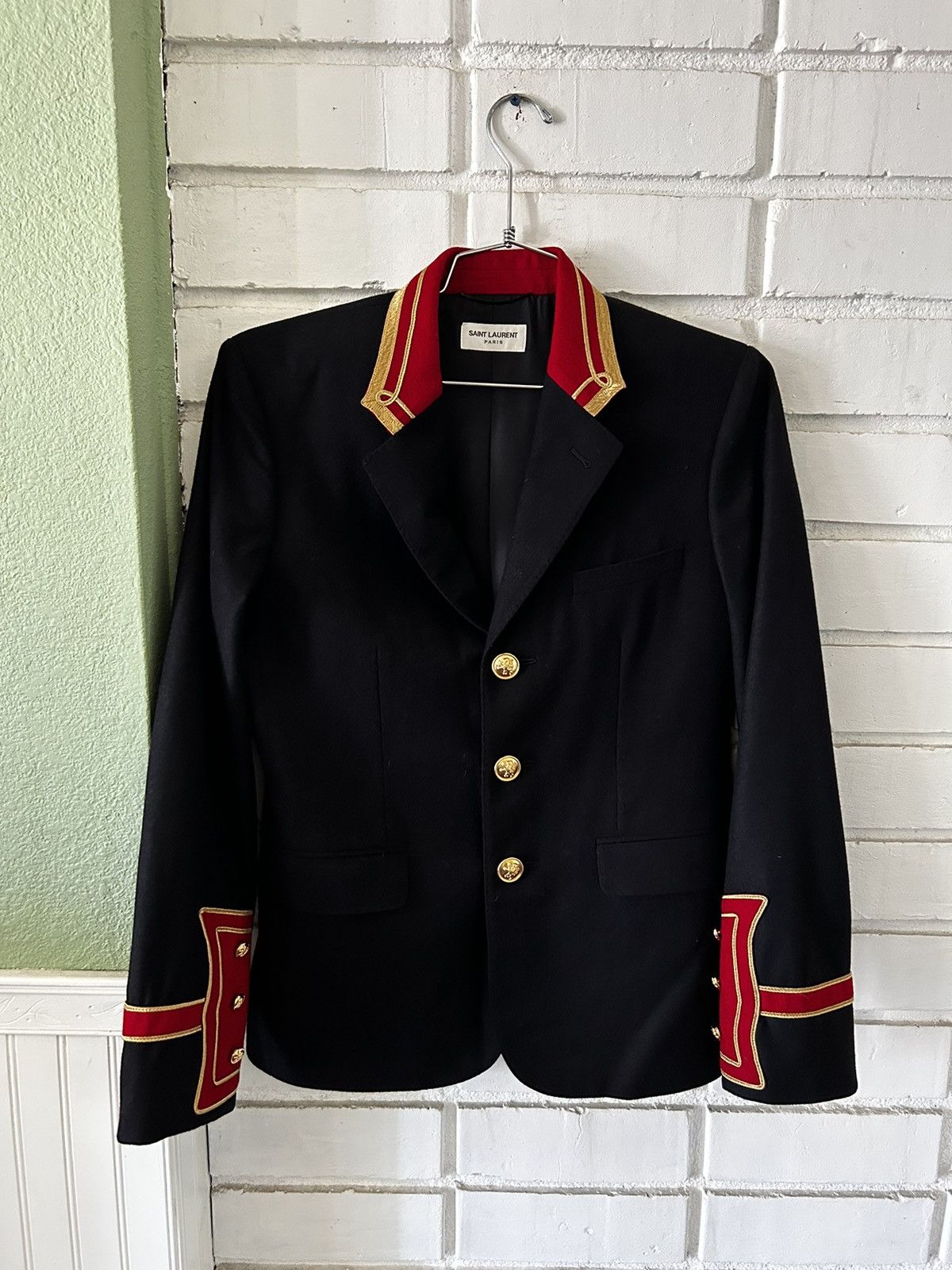 Saint Laurent Paris Saint Lauren FW16 Palladium Officer Blazer (sz 48) Size 48R - 1 Thumbnail