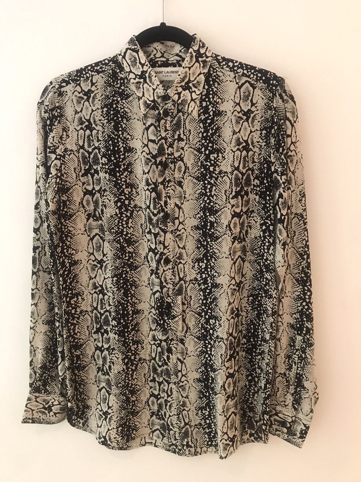 Saint Laurent Paris FW16 Palladium Python Snake Print Silk Shirt 37 Celine Size US XS / EU 42 / 0 - 4 Thumbnail
