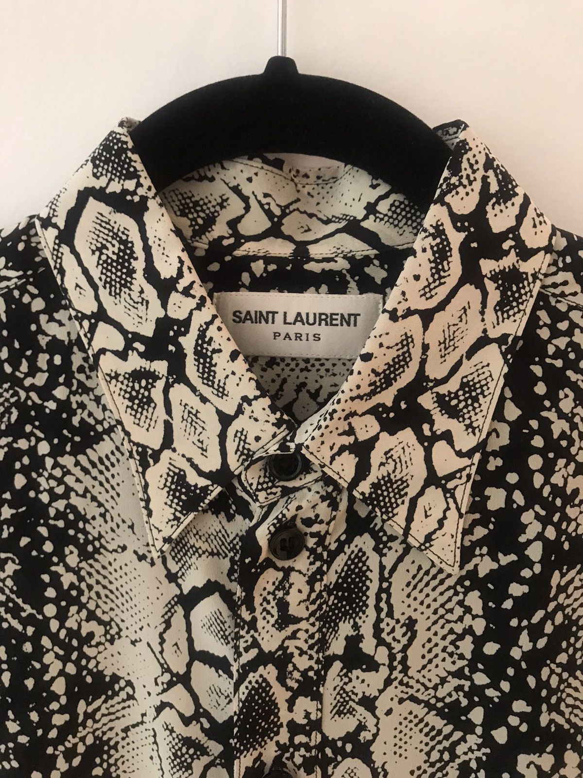 Saint Laurent Paris FW16 Palladium Python Snake Print Silk Shirt 37 Celine Size US XS / EU 42 / 0 - 5 Thumbnail