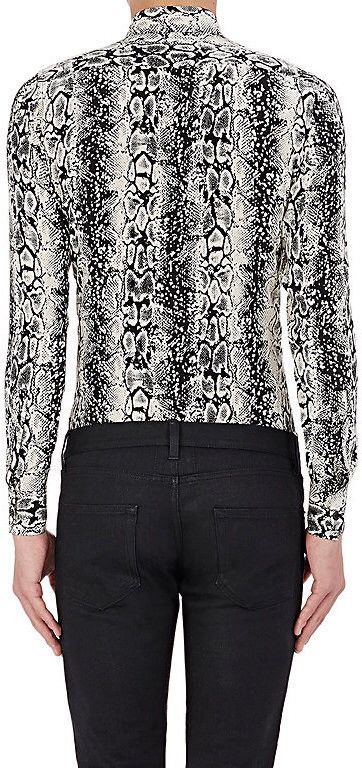 Saint Laurent Paris FW16 Palladium Python Snake Print Silk Shirt 37 Celine Size US XS / EU 42 / 0 - 2 Thumbnail