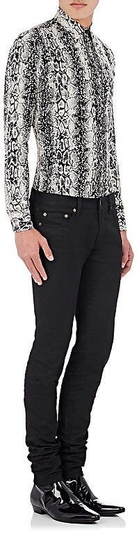 Saint Laurent Paris FW16 Palladium Python Snake Print Silk Shirt 37 Celine Size US XS / EU 42 / 0 - 3 Thumbnail