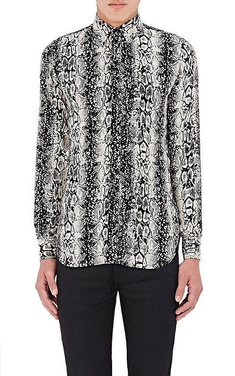 Saint Laurent Paris FW16 Palladium Python Snake Print Silk Shirt 37 Celine Size US XS / EU 42 / 0 - 1 Thumbnail