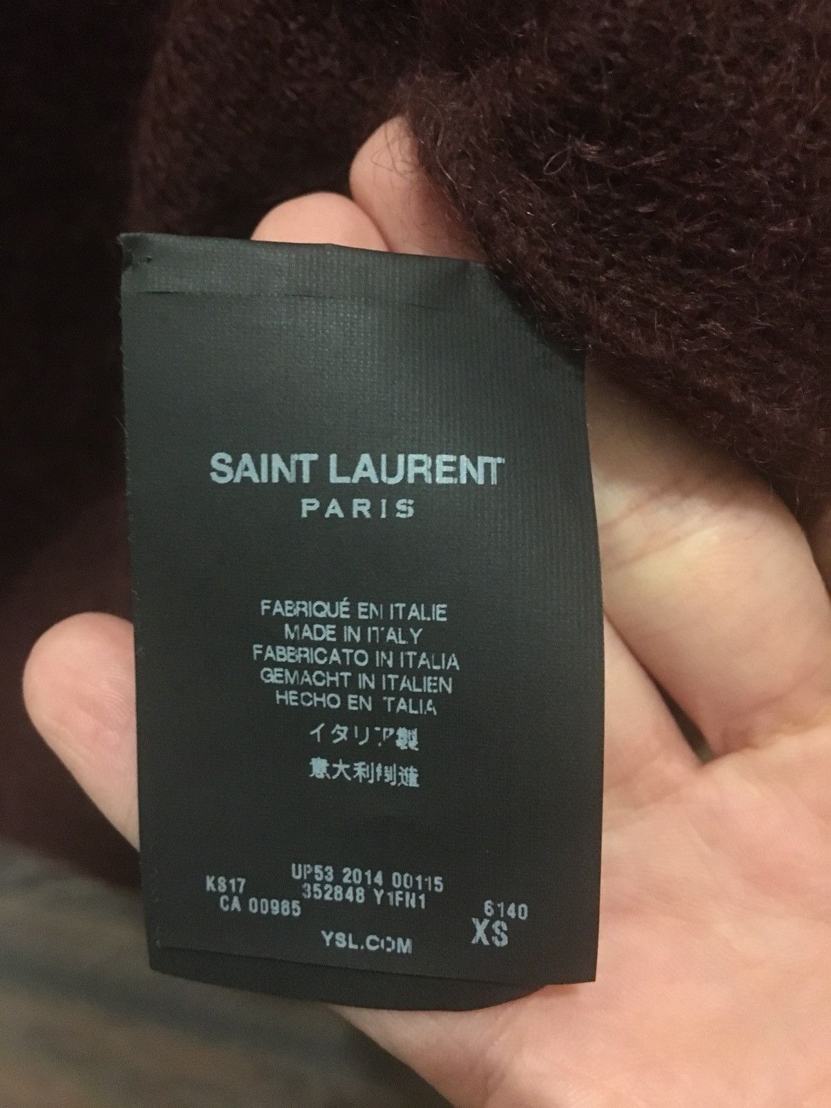 Saint Laurent Paris FW14 V-neck Mohair Sweater Wine Bourdeaux XS sleeveless vest Size US XS / EU 42 / 0 - 7 Thumbnail