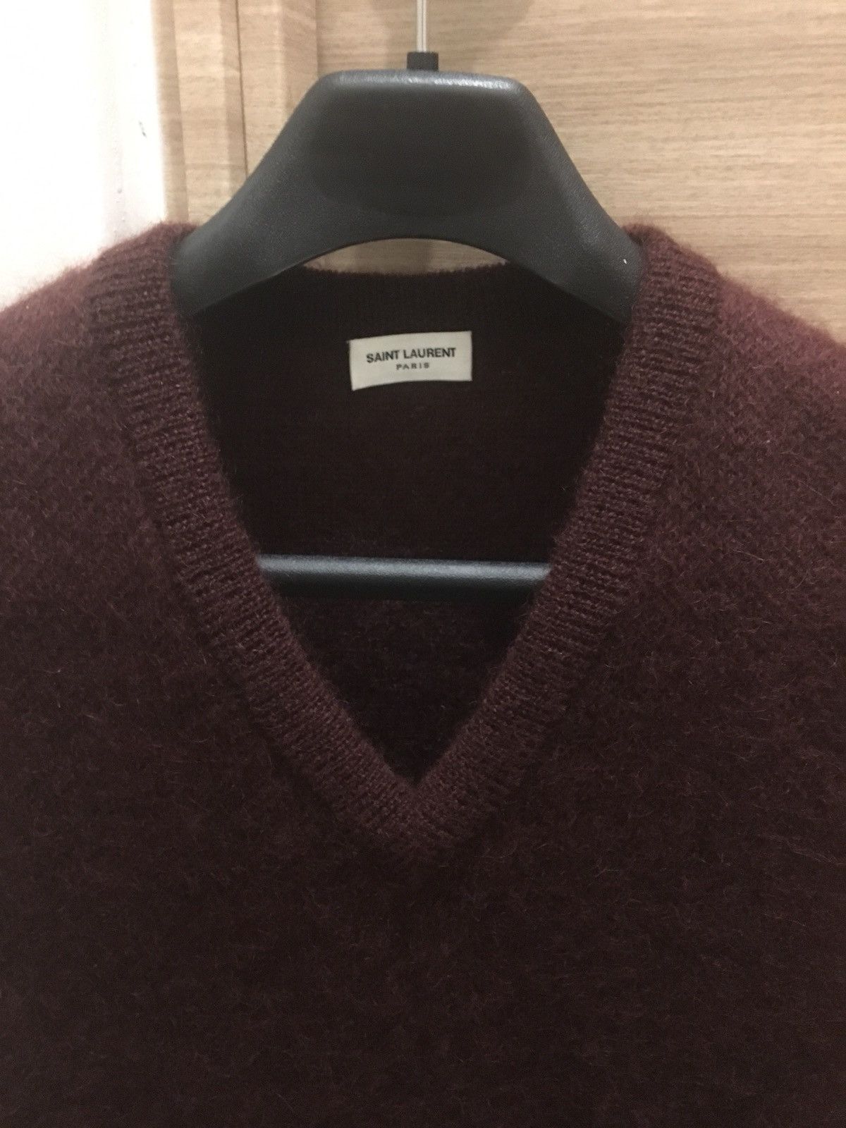 Saint Laurent Paris FW14 V-neck Mohair Sweater Wine Bourdeaux XS sleeveless vest Size US XS / EU 42 / 0 - 3 Thumbnail