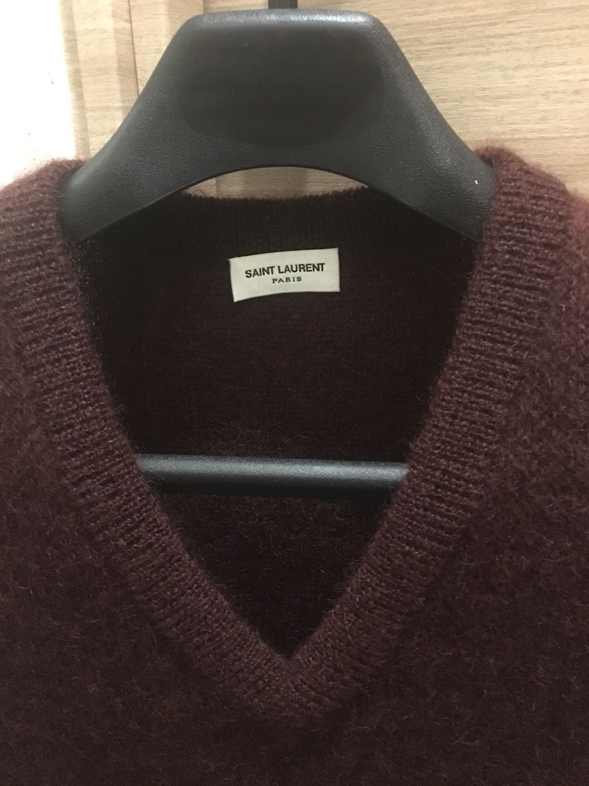 Saint Laurent Paris FW14 V-neck Mohair Sweater Wine Bourdeaux XS sleeveless vest Size US XS / EU 42 / 0 - 5 Thumbnail