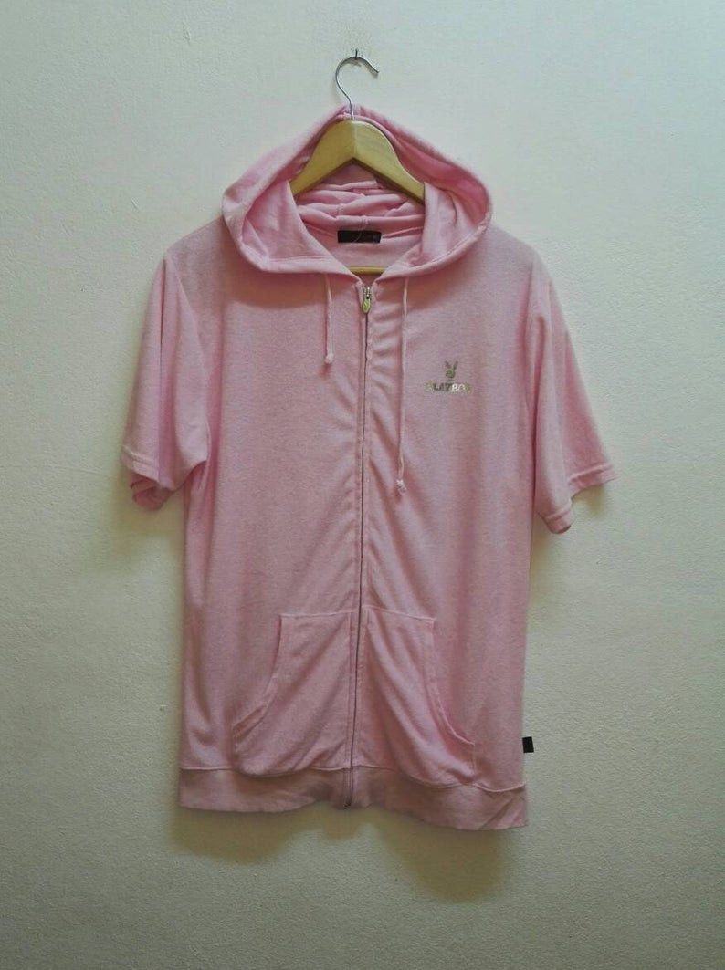 Playboy Playboy Embroidered Big Logo Short Sleeve Fleece Hoodie Size XL / US 12-14 / IT 48-50 - 3 Thumbnail
