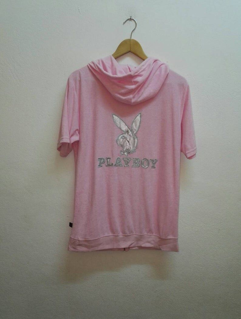 Playboy Playboy Embroidered Big Logo Short Sleeve Fleece Hoodie Size XL / US 12-14 / IT 48-50 - 1 Thumbnail