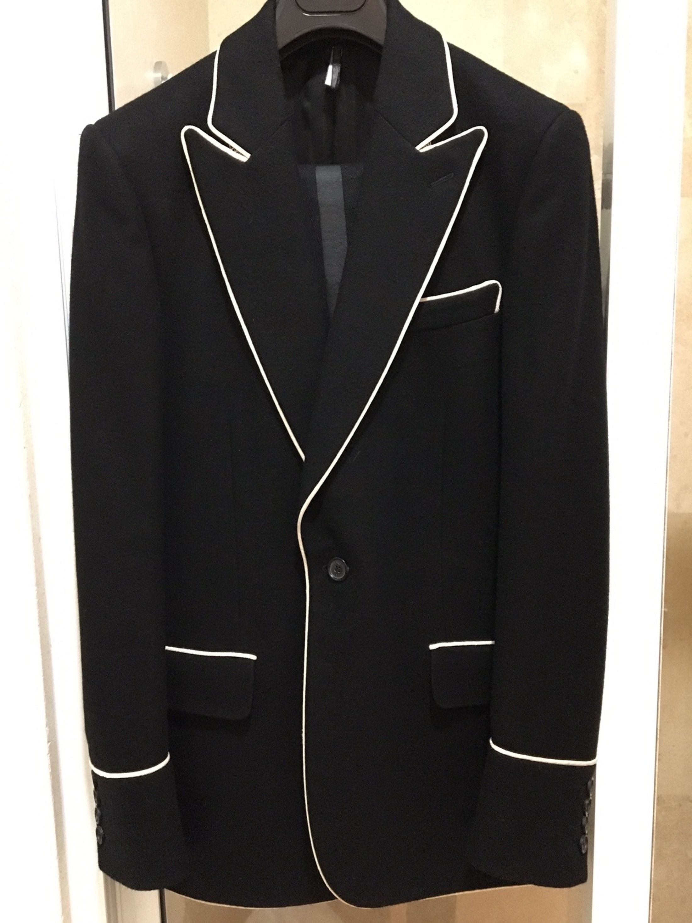 Dior × Hedi Slimane FW06 Dior Homme Black Tuxedo White Piping saint laurent Size 44R - 7 Thumbnail