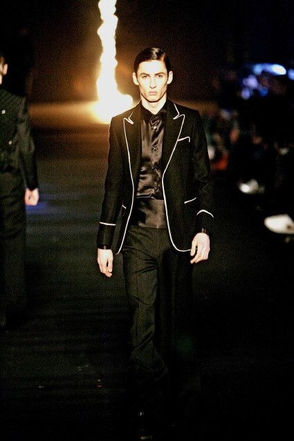 Dior × Hedi Slimane FW06 Dior Homme Black Tuxedo White Piping saint laurent Size 44R - 1 Thumbnail