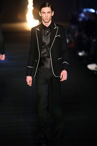 Dior × Hedi Slimane FW06 Dior Homme Black Tuxedo White Piping saint laurent Size 44R - 2 Thumbnail