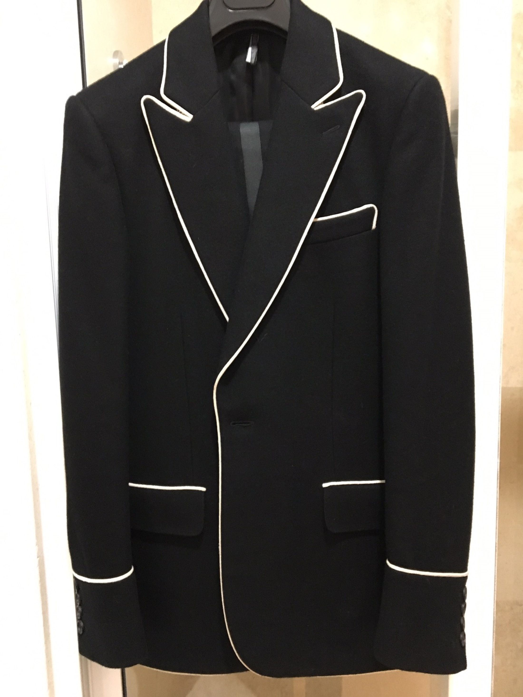 Dior × Hedi Slimane FW06 Dior Homme Black Tuxedo White Piping saint laurent Size 44R - 6 Thumbnail