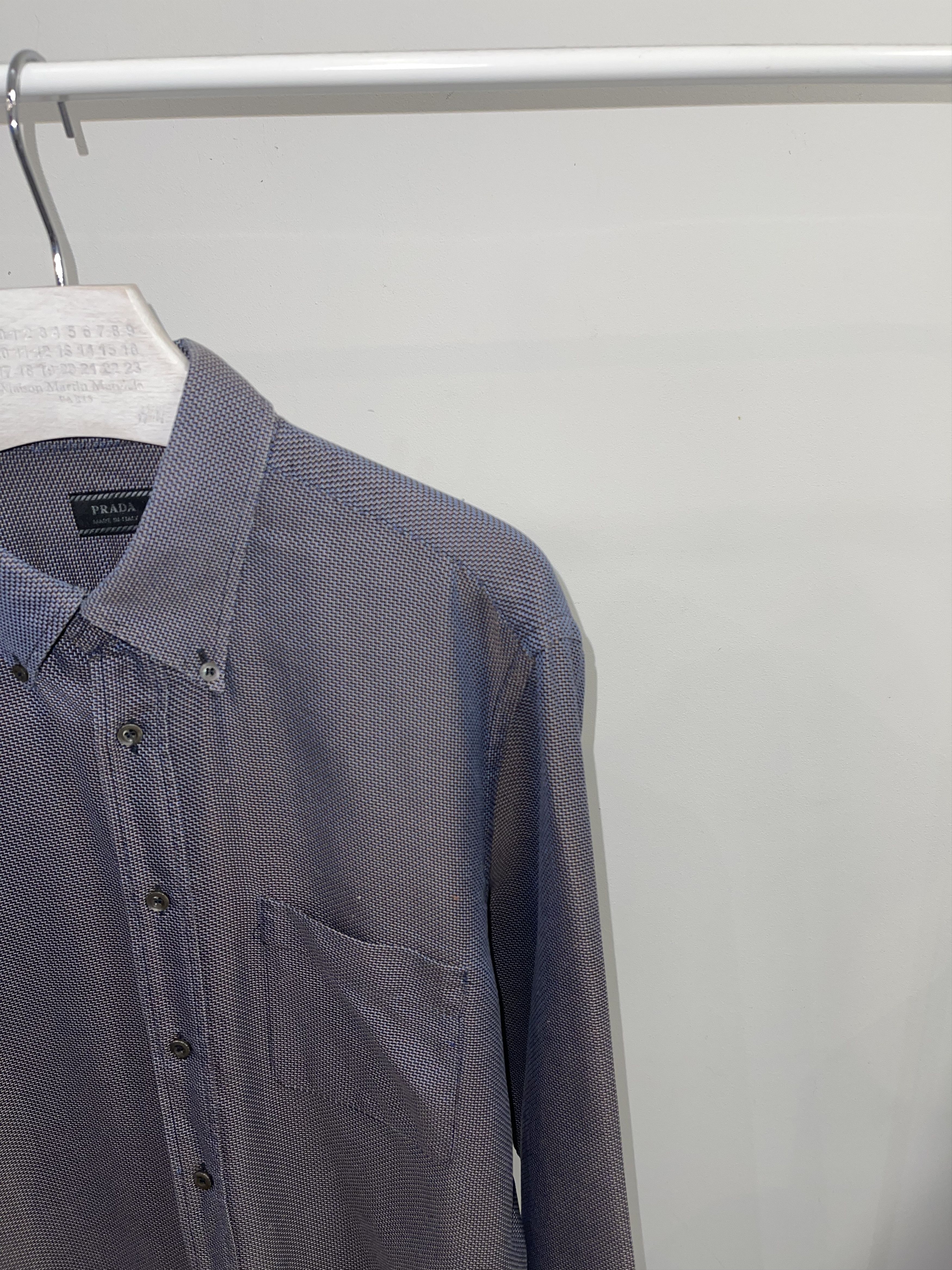 Prada Archive Prada Handknit Transfuse Blue Button Up Shirt Size US L / EU 52-54 / 3 - 2 Thumbnail