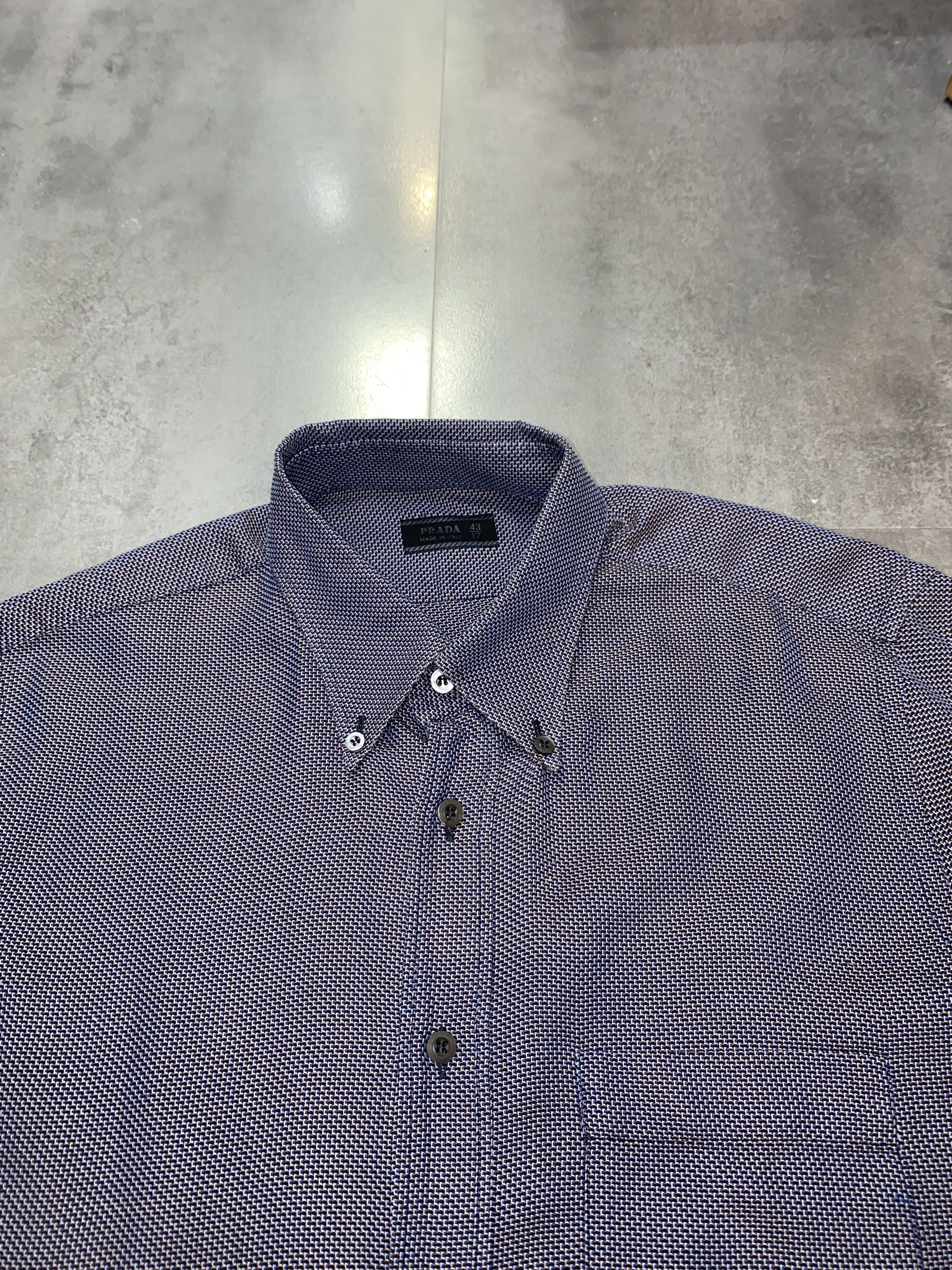Prada Archive Prada Handknit Transfuse Blue Button Up Shirt Size US L / EU 52-54 / 3 - 10 Thumbnail
