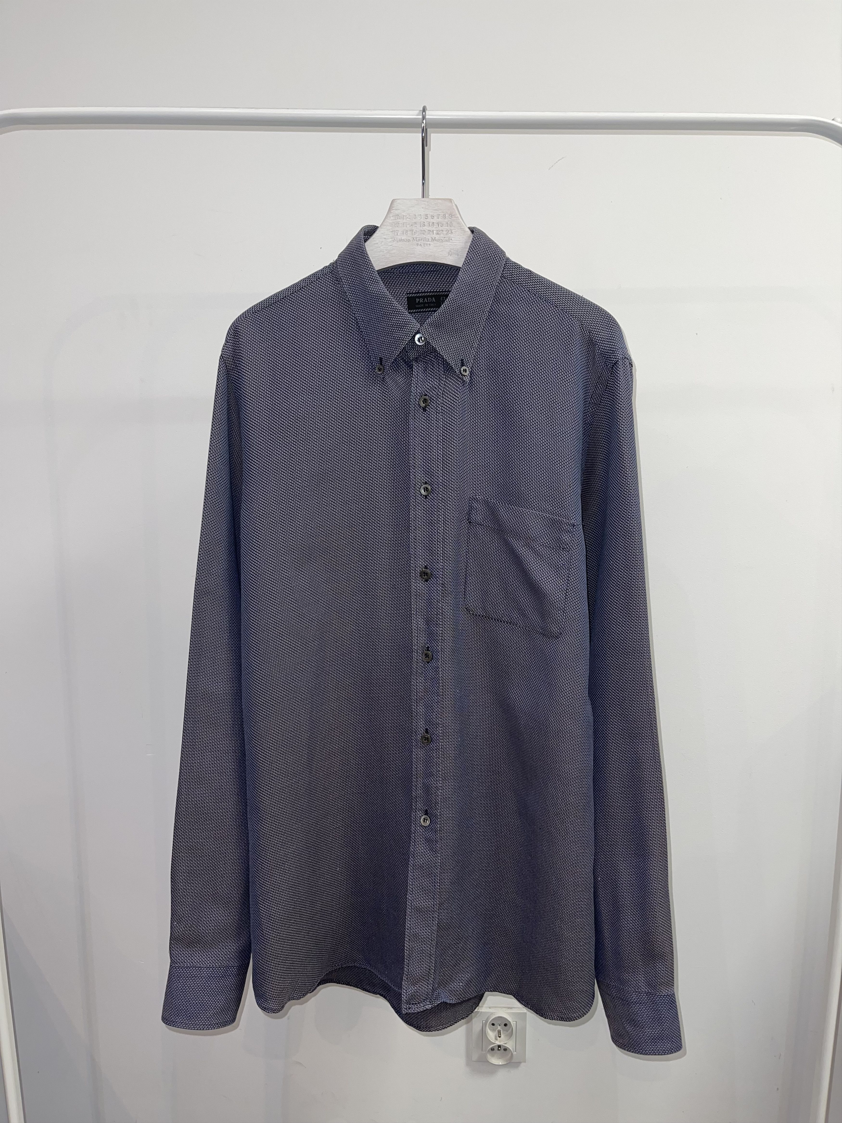 Prada Archive Prada Handknit Transfuse Blue Button Up Shirt Size US L / EU 52-54 / 3 - 1 Thumbnail